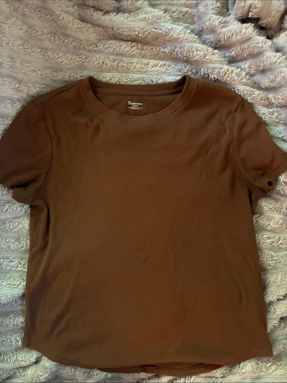 Basic Ribbed Crewneck Women’s Baby Tee - Brown